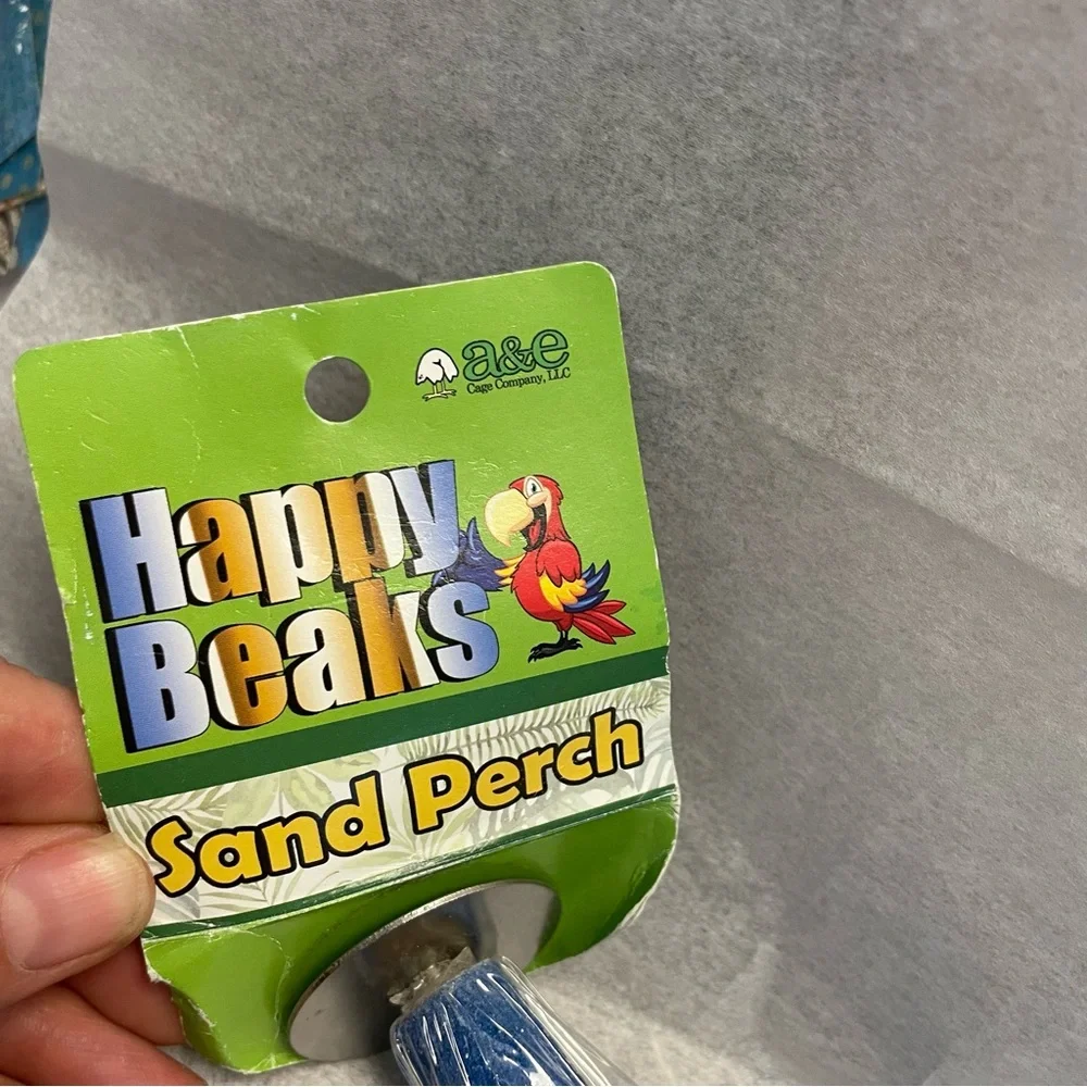 NWT Set of 2 Happy Beaks Blue Sand Perches for Pet Birds